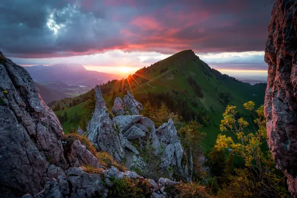 Buochserhorn beim Bleikigrat – Sonnenuntergang mit dramatischen Wolken