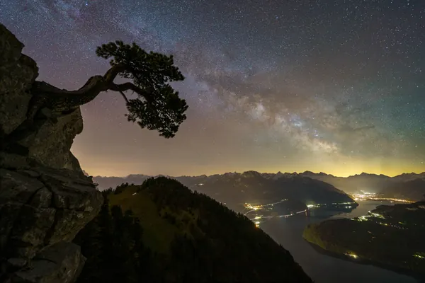 Föhre bei Nacht – Milchstrasse über dem Vierwaldstättersee