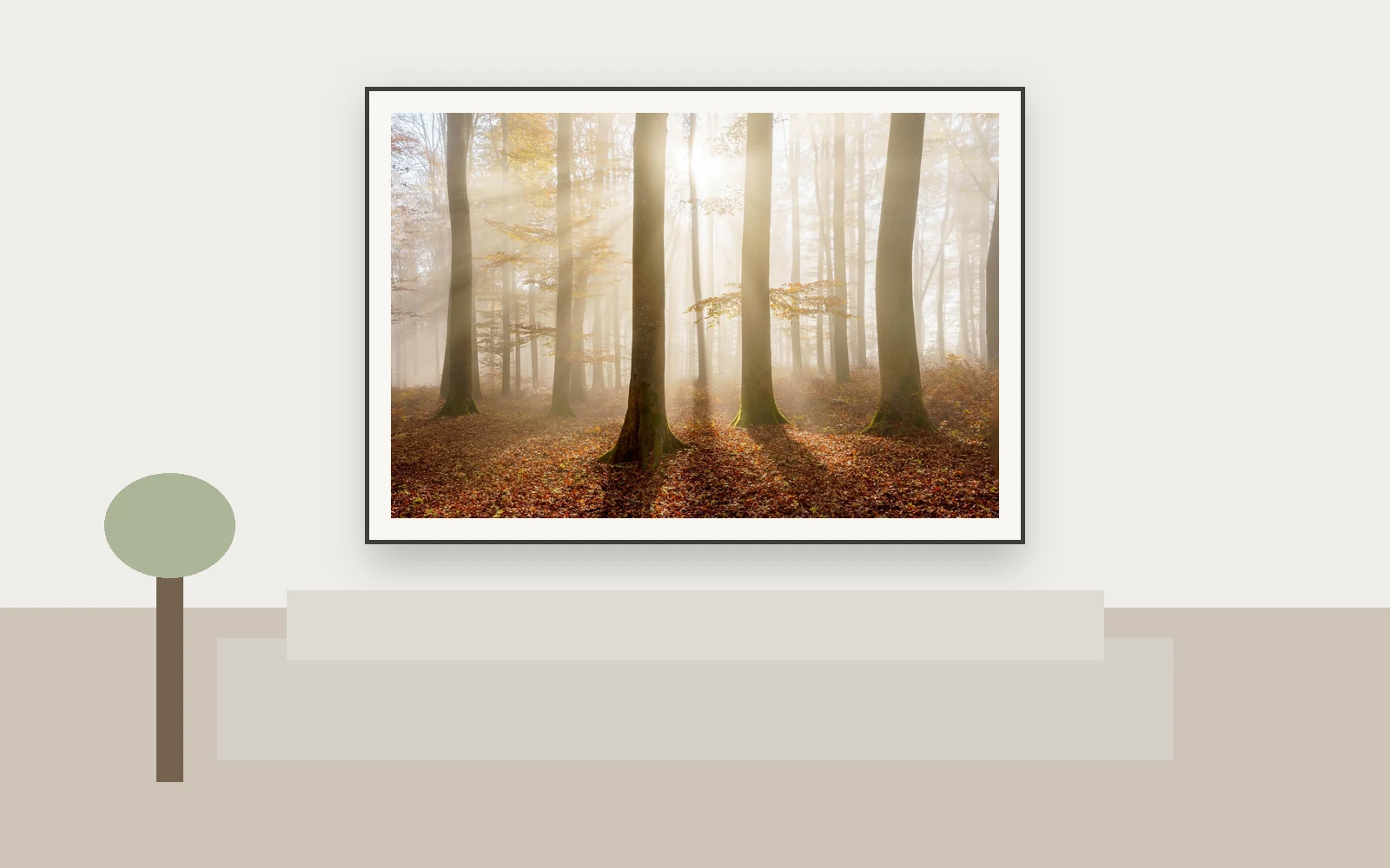 Naturfotografie als Print in einem hellen Raum